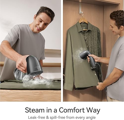 Miniatura 49 de HiLIFE Vaporizador mejorado para ropa, diseño portátil de mano, potente vapor de 1100 W, tanque más grande de 10.1 fl oz y tecnología sin fugas