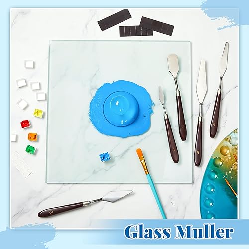 Miniatura 4 de Nuanchu Muller de vidrio para hacer pintura de 2.95 pulgadas, suministros de arte para artistas, aparato de molienda de mano para artistas,