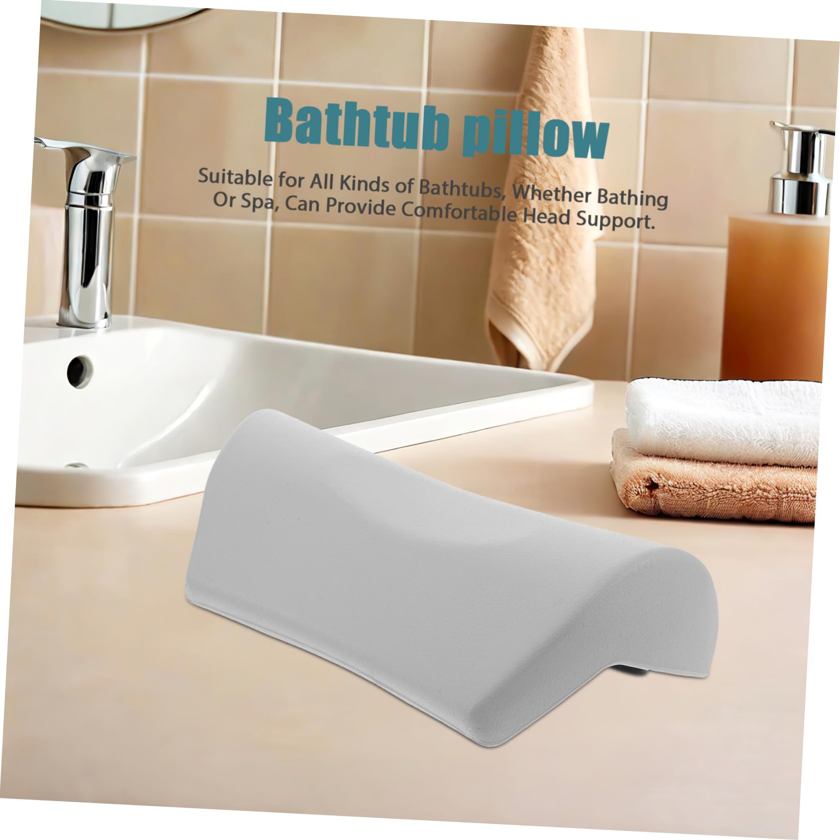 Oreiller de Bain Spa Appui-tête Blanc PU, pour Étanche Baignoire