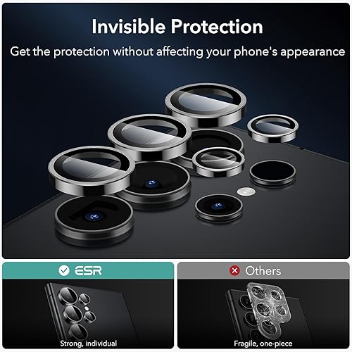 Miniatura 8 de ESR Protector de lente de cámara para Samsung Galaxy S24 Ultra, protectores de lente individuales, vidrio templado ultrafino resistente a los