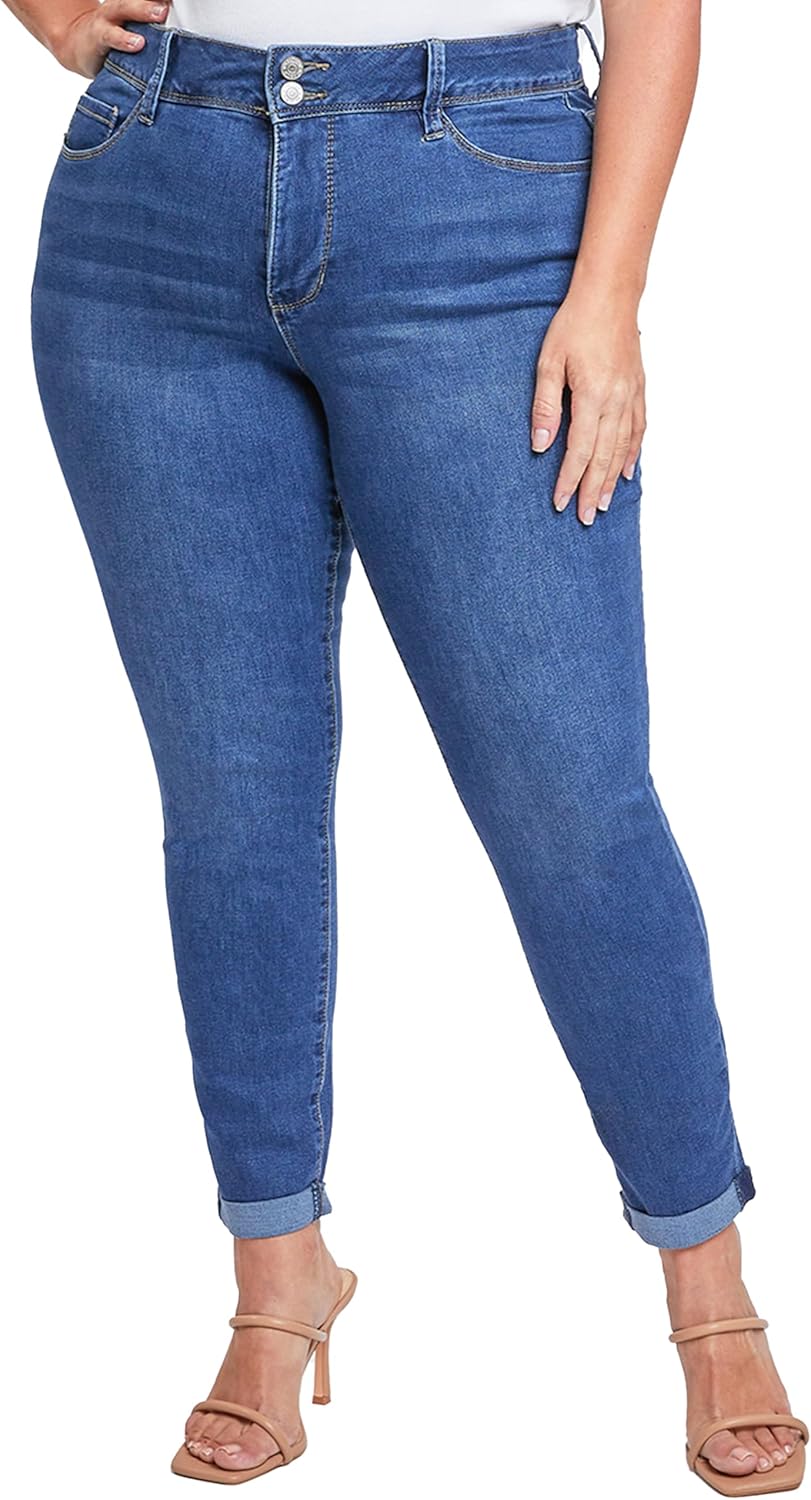 Royalty For Me Women's Women's Plus Size Essential High Rise Roll Cuff Ankle Jeans