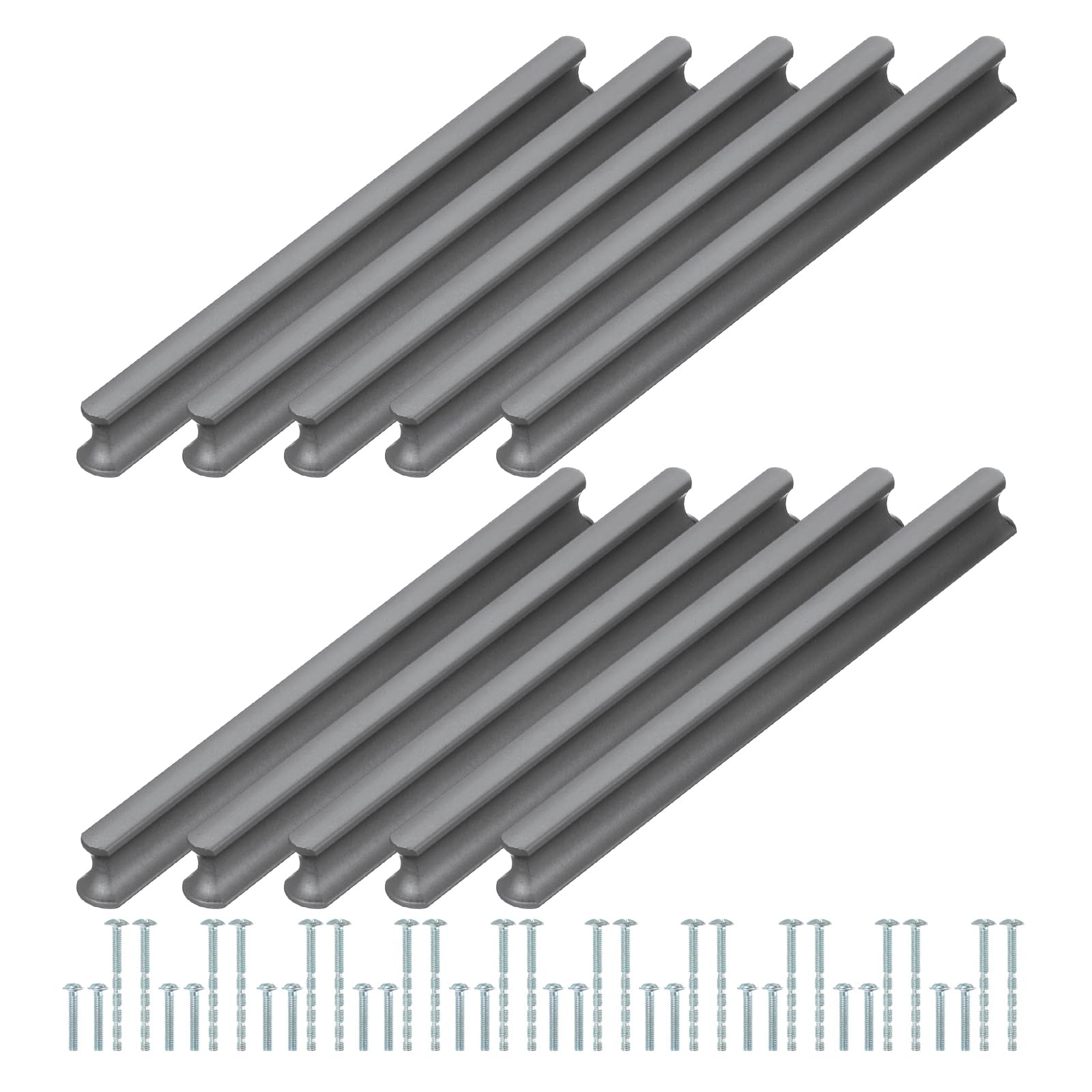 PATIKIL Door Handles 6.3 Inch (160mm) Hole Center, 10 Pack Brushed Pulls Kitchen Drawer Hardware for Cupboard Drawer Pulls Gray
