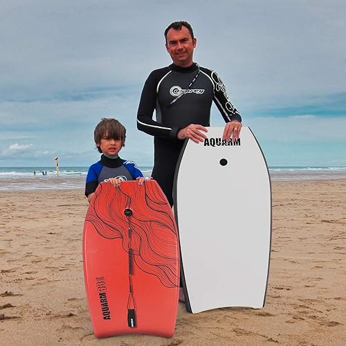Miniatura 5 de AQUARM XPE Bodyboard de 33 pulgadas 36 pulgadas 41 pulgadas con correa de muñeca de alta calidad y correas de aleta parte inferior súper ligera y