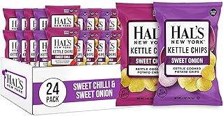 Hal's New York Kettle Cooked Potato Chips, Sweet Variety, Sweet Onion & Sweet Chili, 2 Oz (Pack of 24)