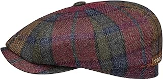 Coppola Hatteras Eight Panel Check Uomo - Made in Germany Berretto Newsboy Cappellino Lana con Visiera, Fodera Autunno/Inverno