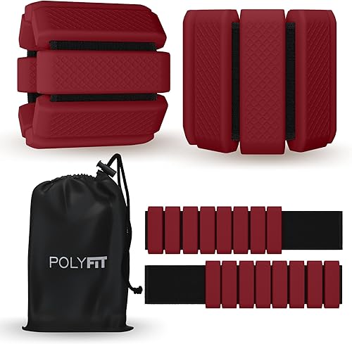 Vista 13 de Polyfit - Par de pesas para muñeca y tobillo - Pesas ajustables para tobillo para mujeres y hombres - Pulsera portátil para ejercicio, yoga, Negro