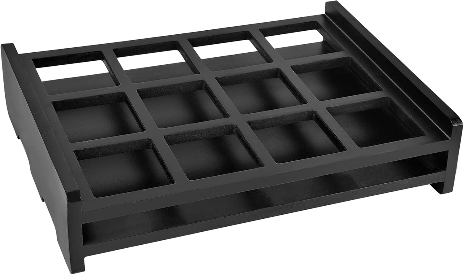 Shot Glass Holder, 12 Storage Holes Party Server Vintage Black Wood Shot Glass Tray