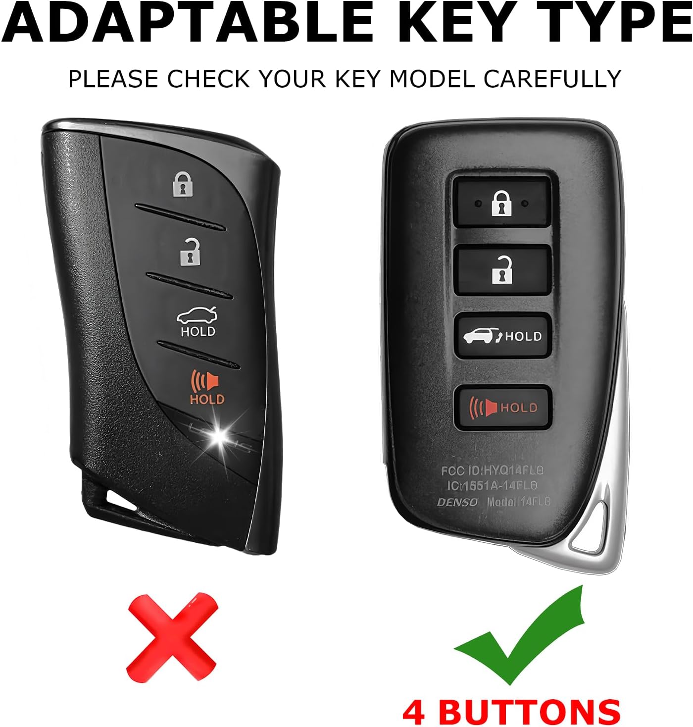 2-Pack Keychain for Lexus Key Fob Cover 4 Buttons Key Case Fit for 2013-2022 RX NX LX is RC GS ES 200t/250/300/350L/450HL/570 - Image 2