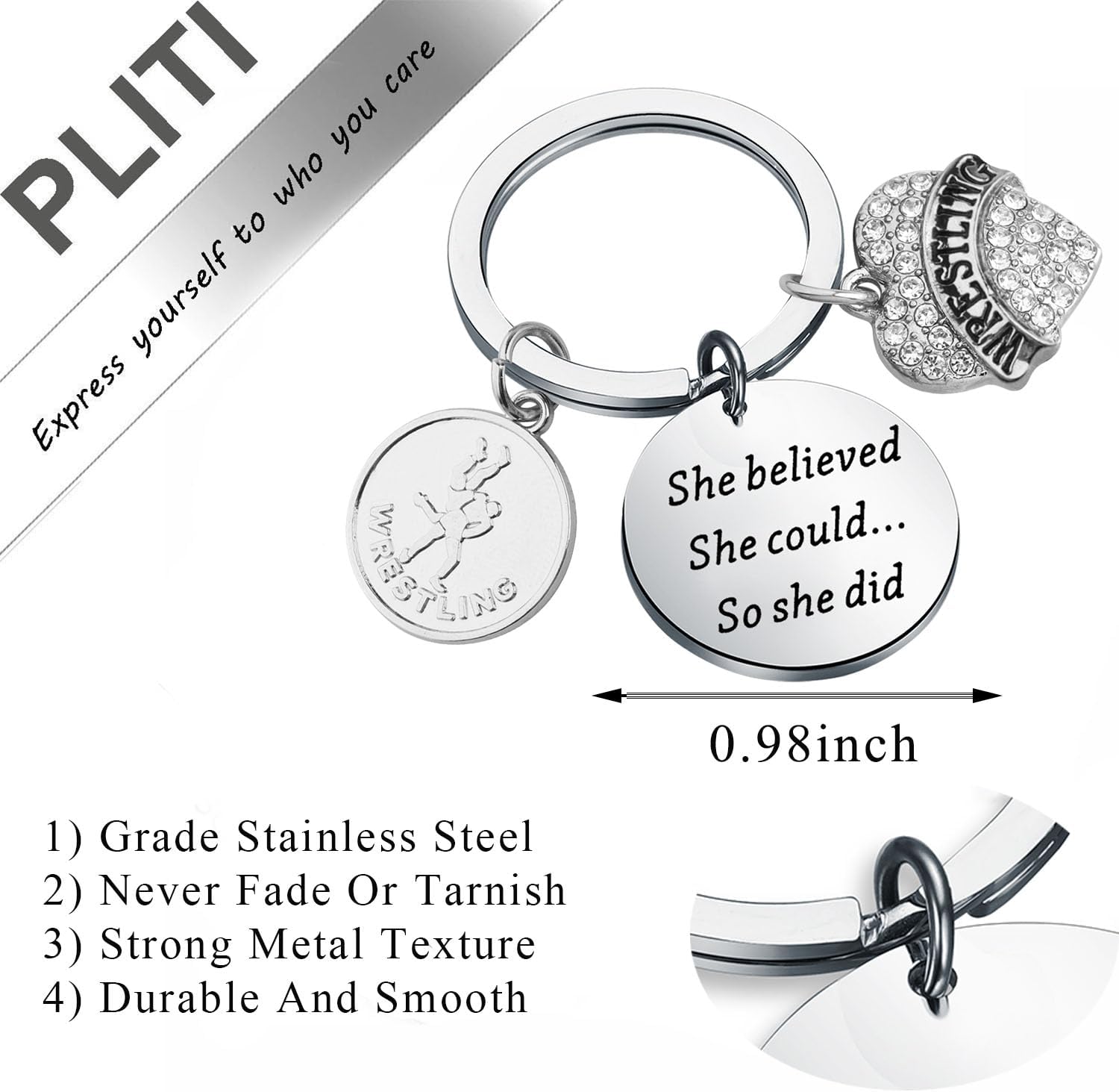 PLITI Wrestler Gift Wrestling Lover Gift Wrestling Team Gift She Believed She Could So She Did Wrestling Keychain