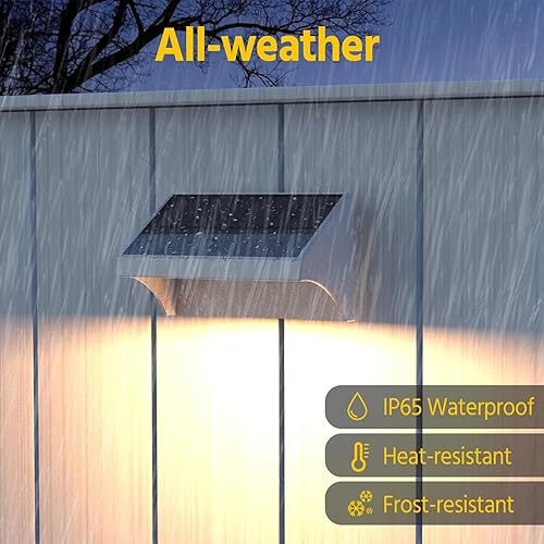 Miniatura 6 de NIORSUN Luces de valla para exteriores, paquete de 6 luces solares LED impermeables con batería de 1500 mAh, blanco cálidoblanco fríoRGB, luz de