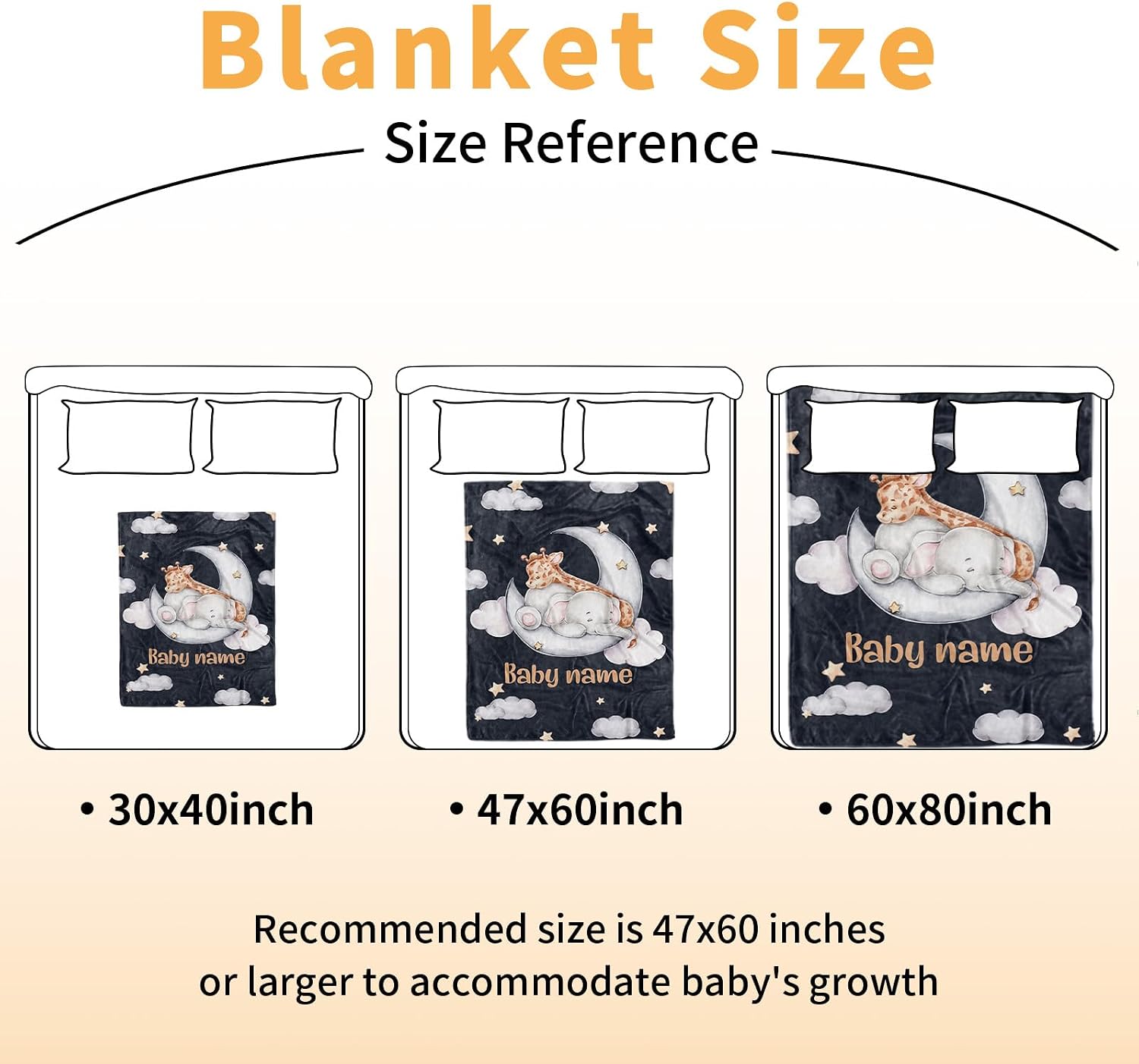 Personalized Baby Blanket - Custom Animals Blankets with Name - Soft Plush Flannel Throw Blanket with Double Layer Dotted Backing for Boys Girls Gift Color01