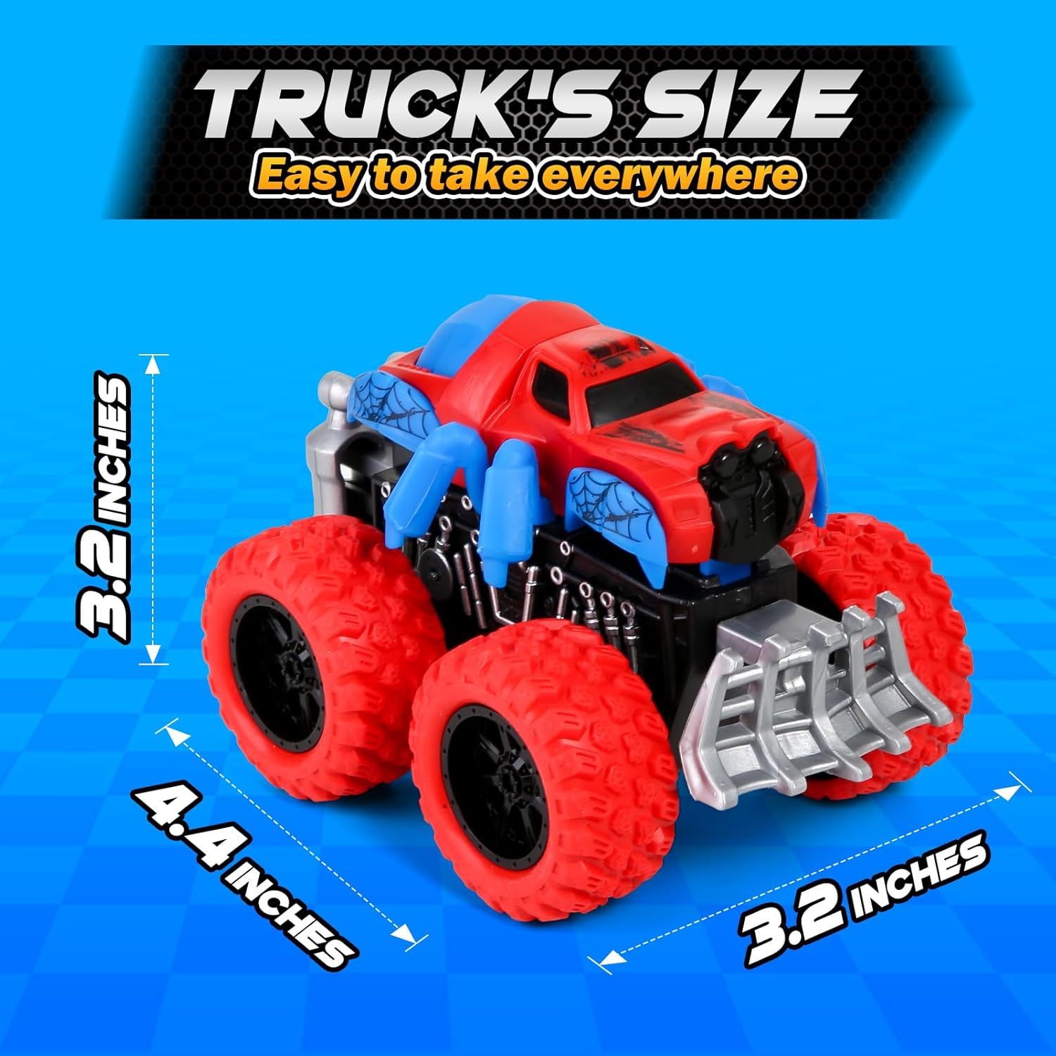 Gloween Monster Truck Toys for Kids, 6 Pack Friction Powered Push and Go Cars, Great Christmas Birthday Party Gifts for Boys Girls Age 3-5 4-7