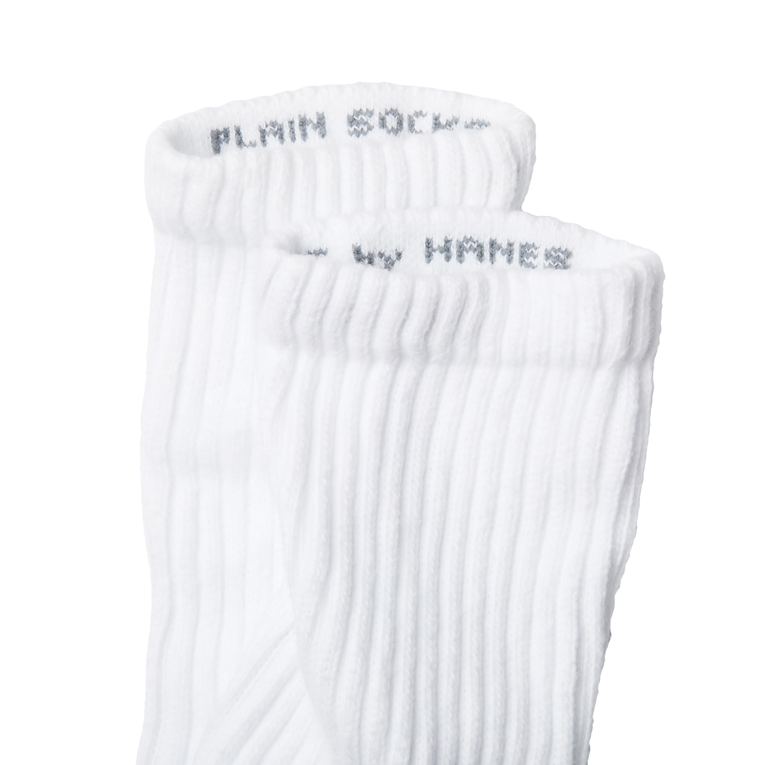 Hanes Unisex Plain White Socks Pack or Plain Black Socks Pack, 6 par, amortyzowany styl załogi