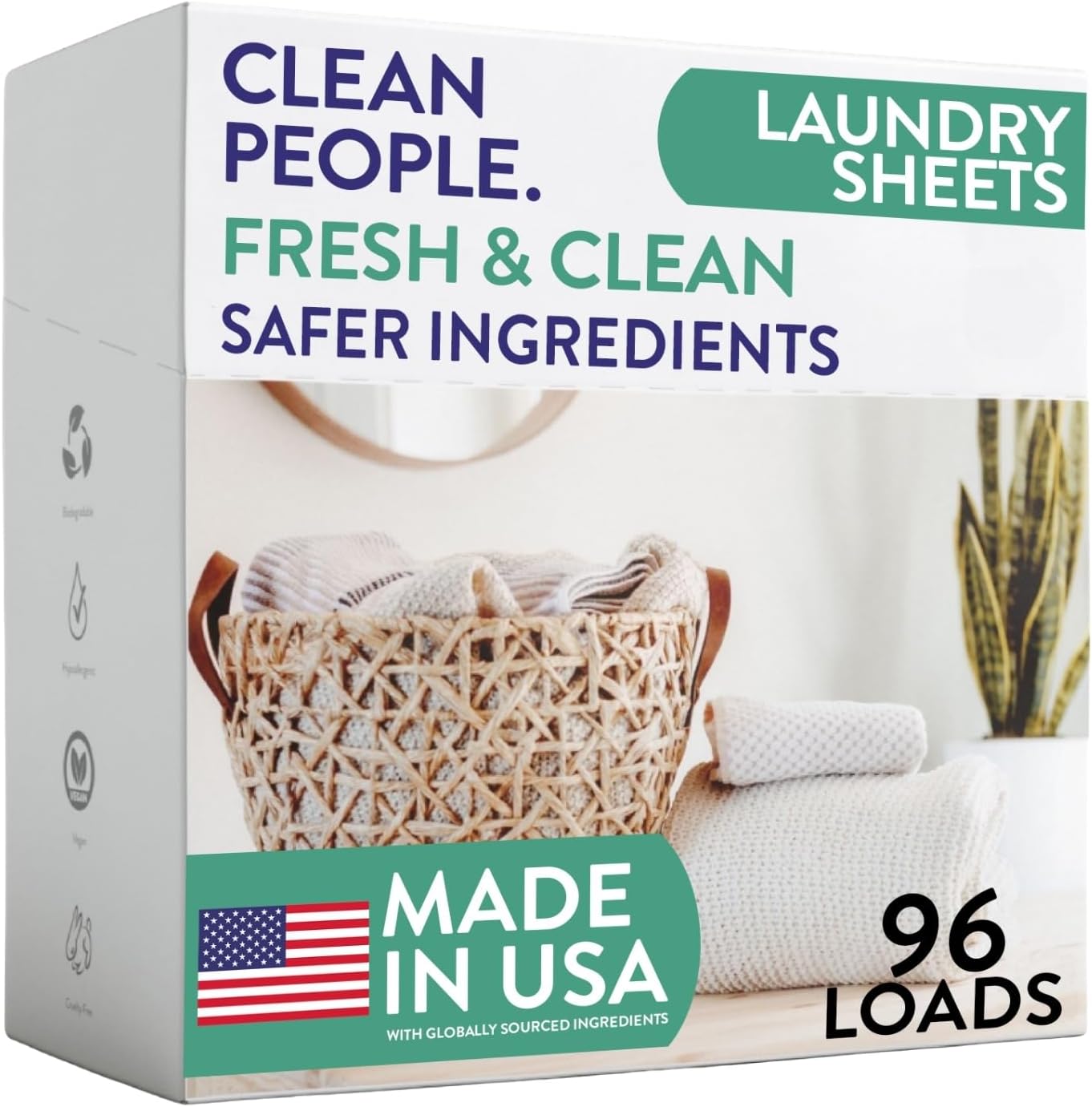 Laundry Detergent Sheets - Laundry Soap - Ultra Concentrated, Recyclable Packaging, Stain Fighting - Fresh Scent, 96 Pack