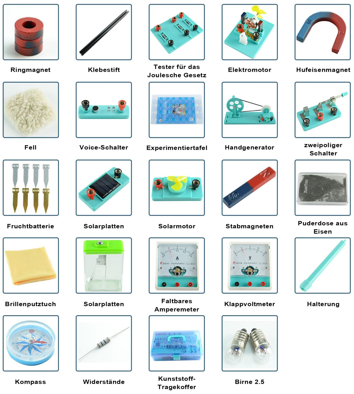Physik Baukasten Elektrobaukasten für Kinder mit Anleitung in Deutsch | Physik Elektrizität und Magnetismus Experimente Kit Experimentierkasten für Junior, Senior High School Schüler