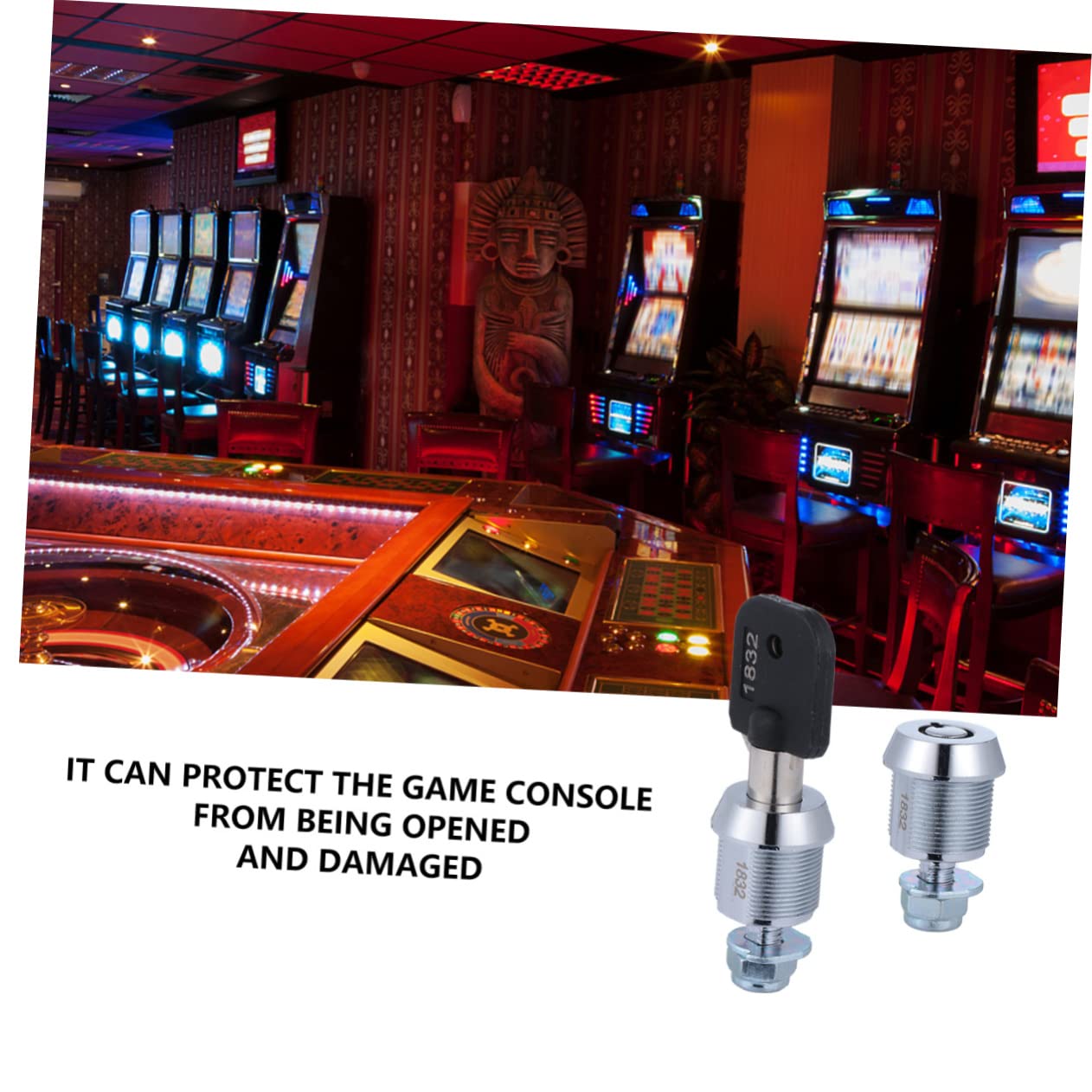 EG STARTS Lot de 5 pièces de machine d'arcade courtes pour porte de monnaie - Serrure à came tubulaire + 5 clés identiques pour machine d'arcade et consoles de jeux vidéo Jamma