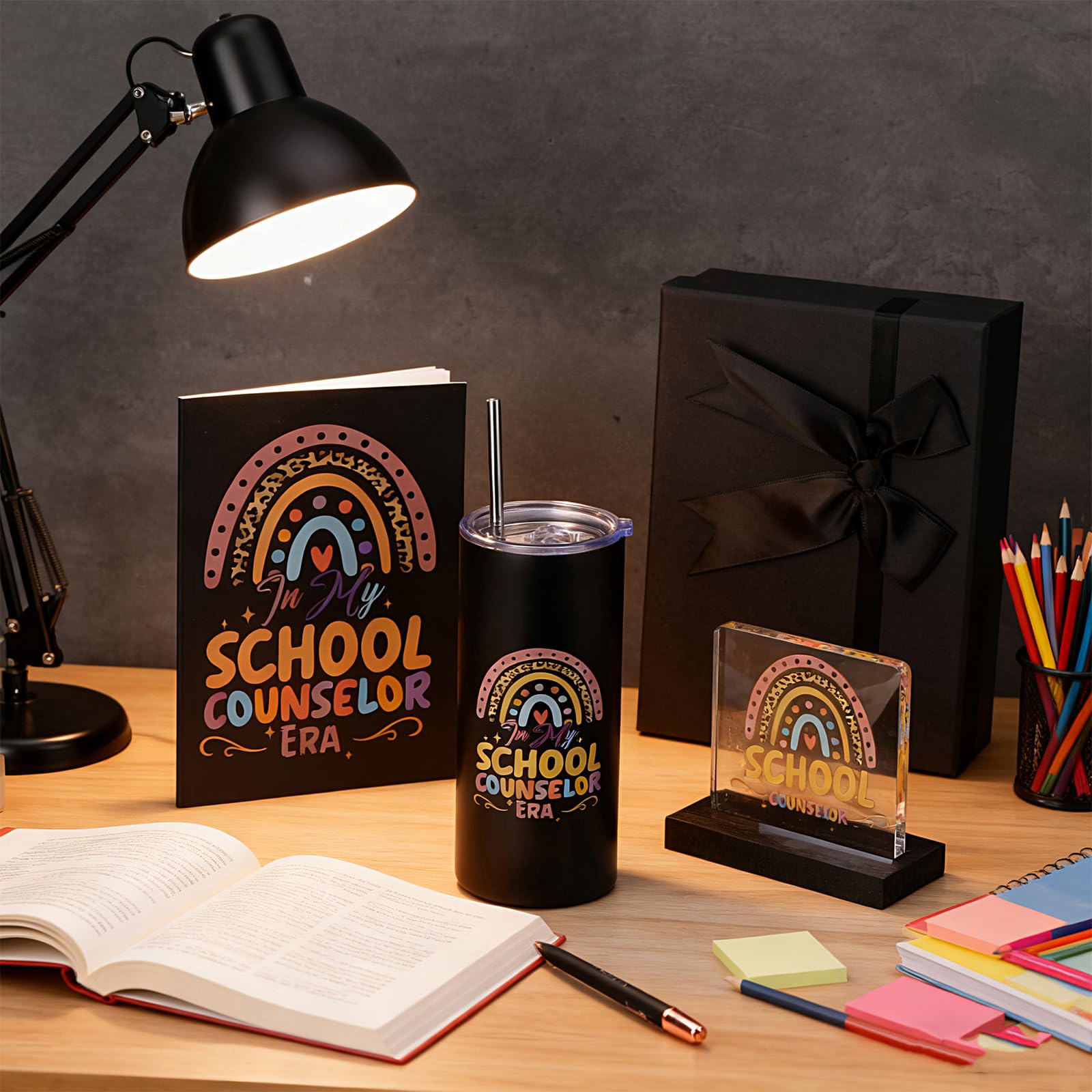 Patelai 5 regalos de agradecimiento para consejeros escolares, incluyen vaso de acero inoxidable de 16 onzas, cuaderno, bolígrafo, decoración de escritorio, caja de regalo para consejero escolar