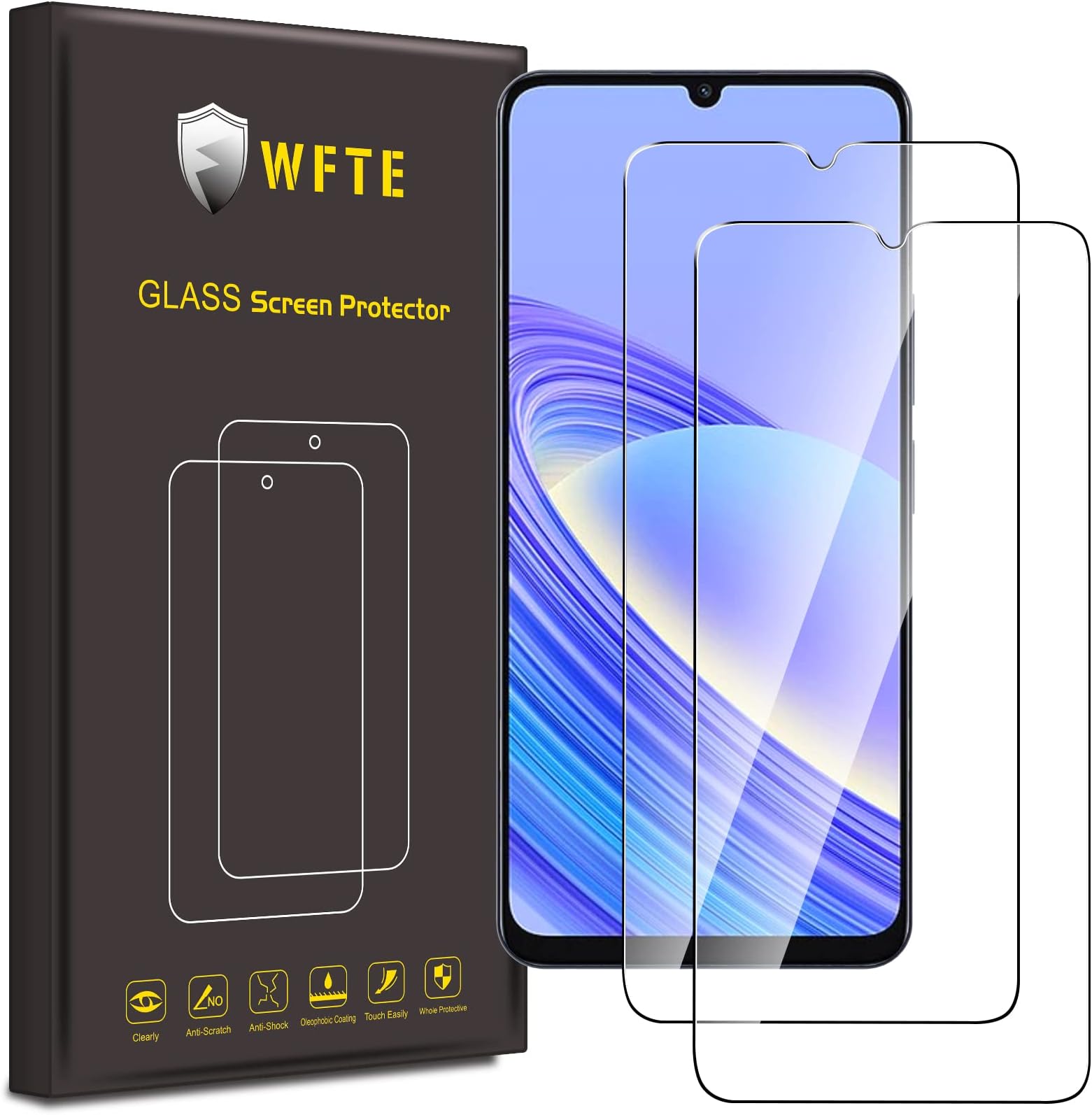 WFTE [2-Pack Screen Protector for TCL 40 SE,Anti-Scratch,High Transparency,Anti-fingerprint,Bubble-Free,Dust-Free Premium Screen Protector Tempered Glass For TCL 40 SEClimatePartner certified