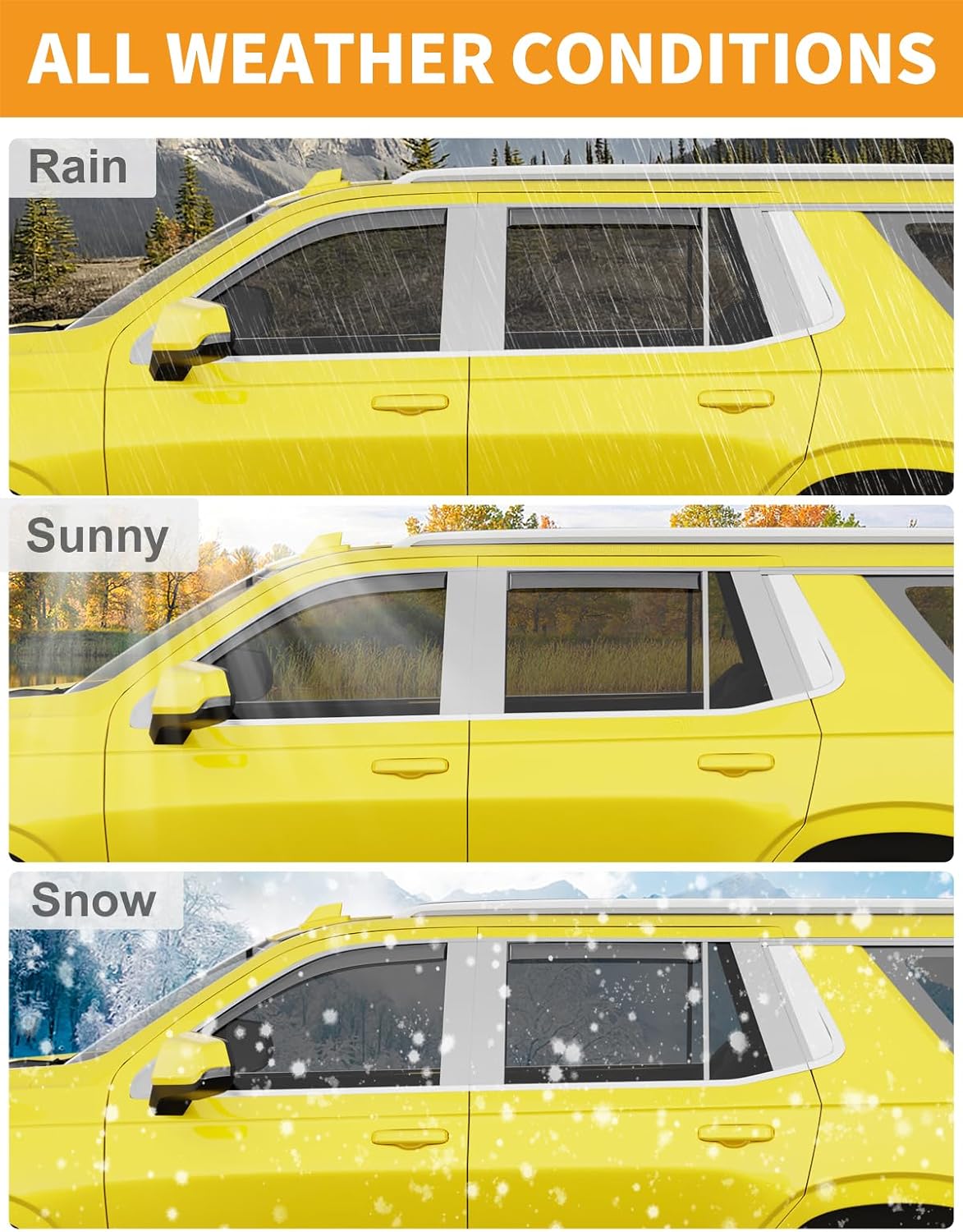 in-Channel Window Rain Guards Fit for Chevy Tahoe/Cadillac Escalade/GMC Yukon 2021-2026 Rain Guard Extra Durable Window Deflectors Vent Visors Vent Shades Exterior Car Accessories-4pcs