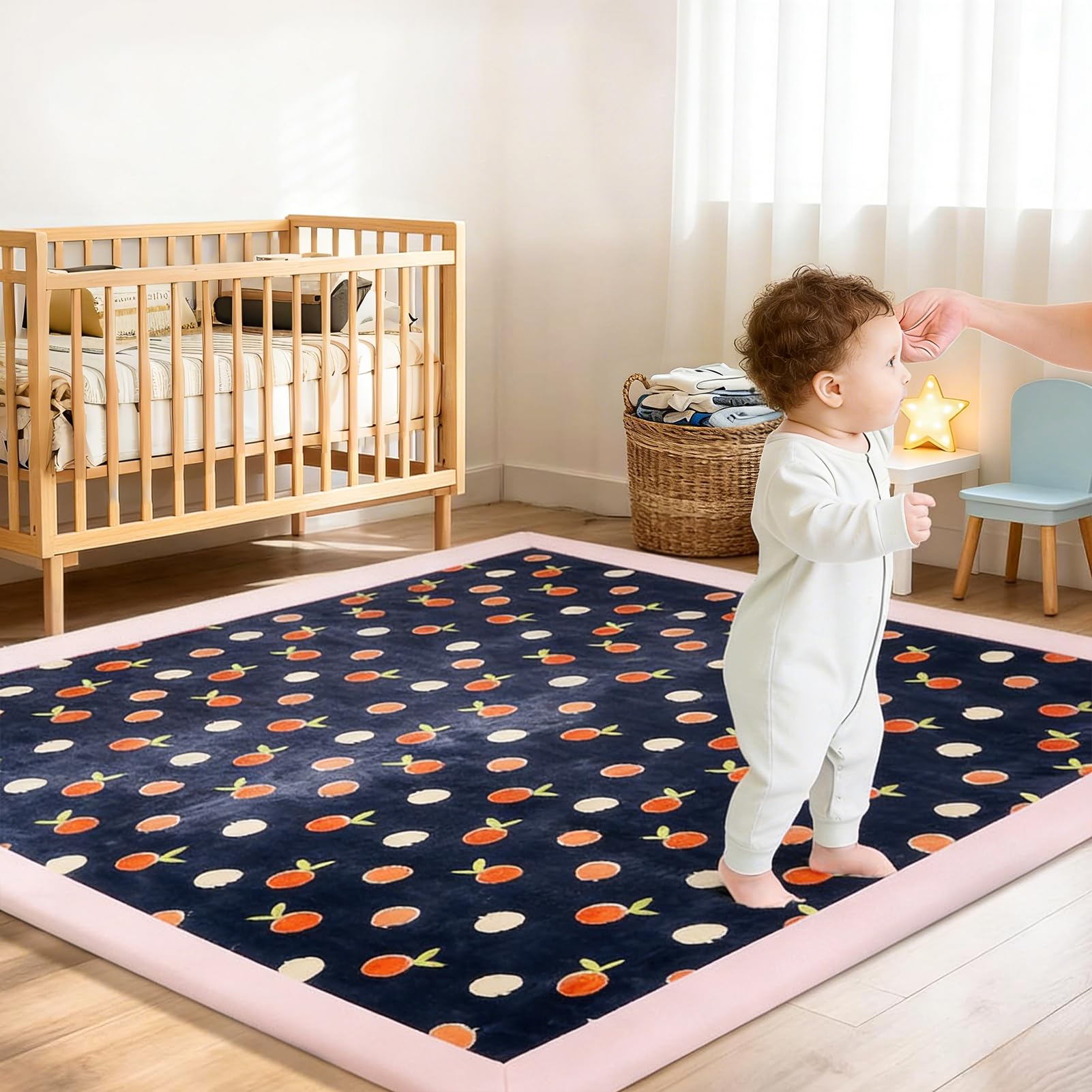 Dywan dziecięcy do sypialni pokoju zabaw, mata krabowa pogrubiająca 2 cm koralowa jak również, mata do pokoju dziecięcego gruba mata dla dzieci 200 x 200 cm