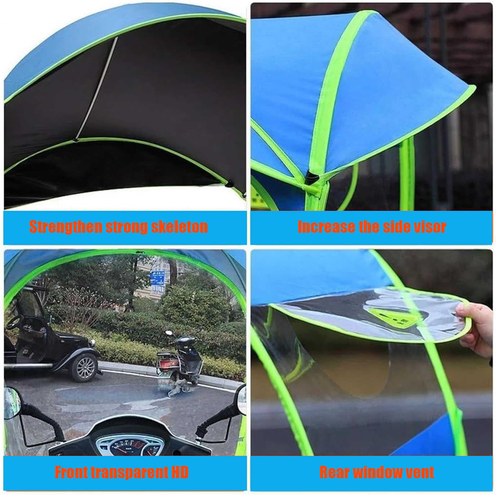 Toldo impermeable para scooter de motor, cubierta de lluvia y parasol totalmente cerrada, diseño plegable universal para protección al aire libre