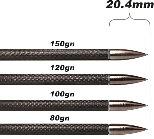 Miniatura 5 de Paquete de 12 puntas de flecha de tiro con arco para insertar puntos de campo de 80100120 granos puntas de práctica para ejes de flecha de