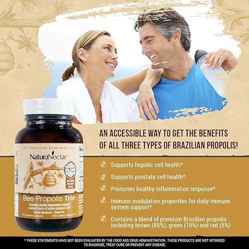 Miniatura 5 de NaturaNectar Paquete de propóleos de abeja natural, trío y propóleos rojos, para apoyo inmunológico y cardiovascular y un metabolismo saludable* -