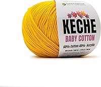 Vista 48 de Keche Hilo de algodón, 60% algodón, 40% hilo acrílico, hilo de algodón suave para ganchillo y tejer, hilo amigurumi, 4 madejas/bolas