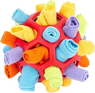 Deyaah Dog Snuffle Ball, Interactive Puzzle Toy, Brain Stimulating Game, Enrichment Feeding Mat, Slow Feeder, Stress Relief Toy for Dogs (Yellow)