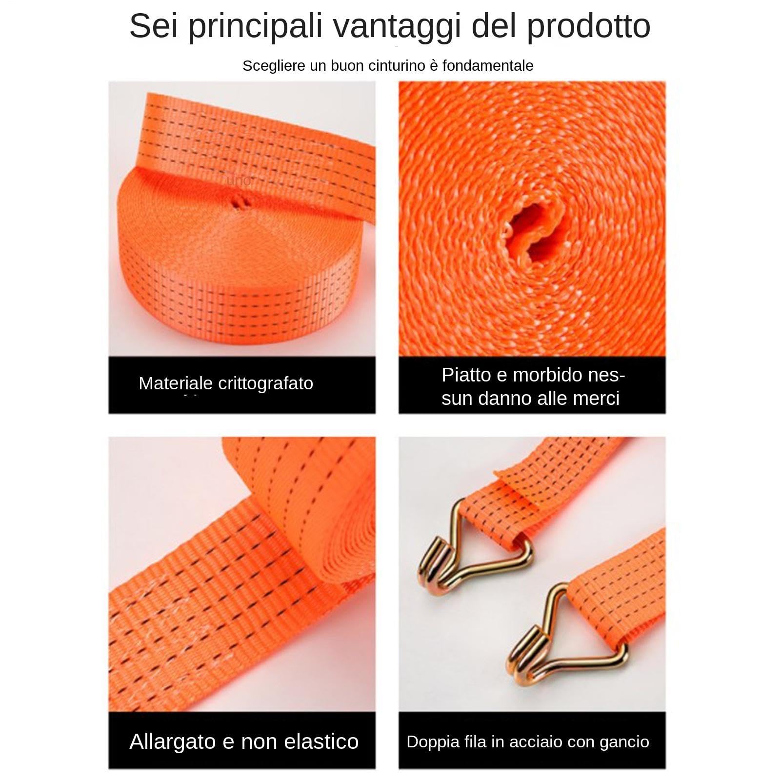 Cinghie per Fissaggio Ruote 4 Pezzi Tenditore a Cricchetto per Carichi