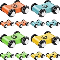 Chivao 12 Pack Mini Wooden Race Track Cars - Sturdy Beechwood Toy Vehicles, 4 Colors for Kids 6+, Ramp Replacements & Gifts