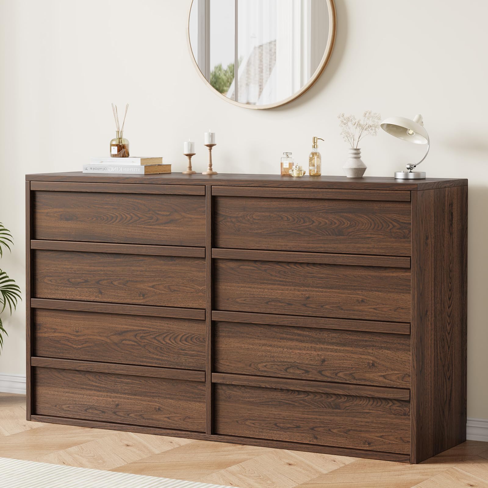 Photo 1 of ***STOCK PHOTO FOR REFERENCE ONLY***Garvee 8 Drawer Dresser for Bedroom, 54" Wide Modern Dressers & Chest of Drawers with Large Storage, Wooden Dresser Organizer Closet for Living Room, Entryway, Nursery, Walnut