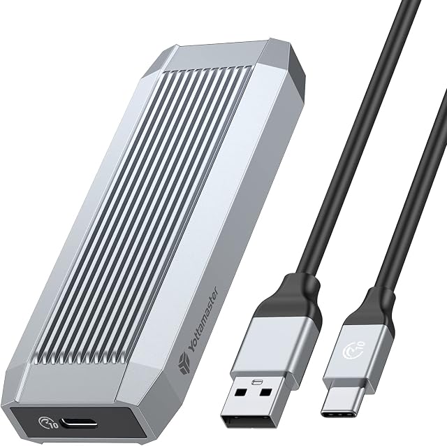 Yottamaster M.2 NVMe Enclosure, 10Gbps NVME SSD Caddy with UASP TRIM, USB-C to USB-A/C Cable Included, for 2230/2242/2260/2280 M-Key M&B-Key NVMe PCIe SSD