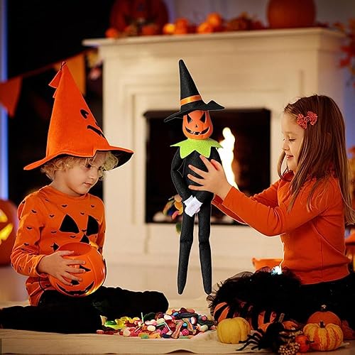 Miniatura 2 de Juguete de calabaza elfo de Halloween de 14 pulgadas, hecho a mano, relleno de calabaza de Halloween, elfo, adorno para vacaciones, mesa, decoración