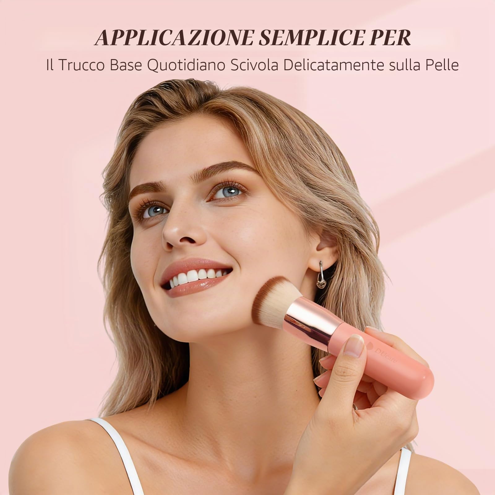 DUcare Pennello Fondotinta Flat Top Pennelli Make Up Kabuki per Fondotinta Liquido per Lucidatura, Puntini, Correttore