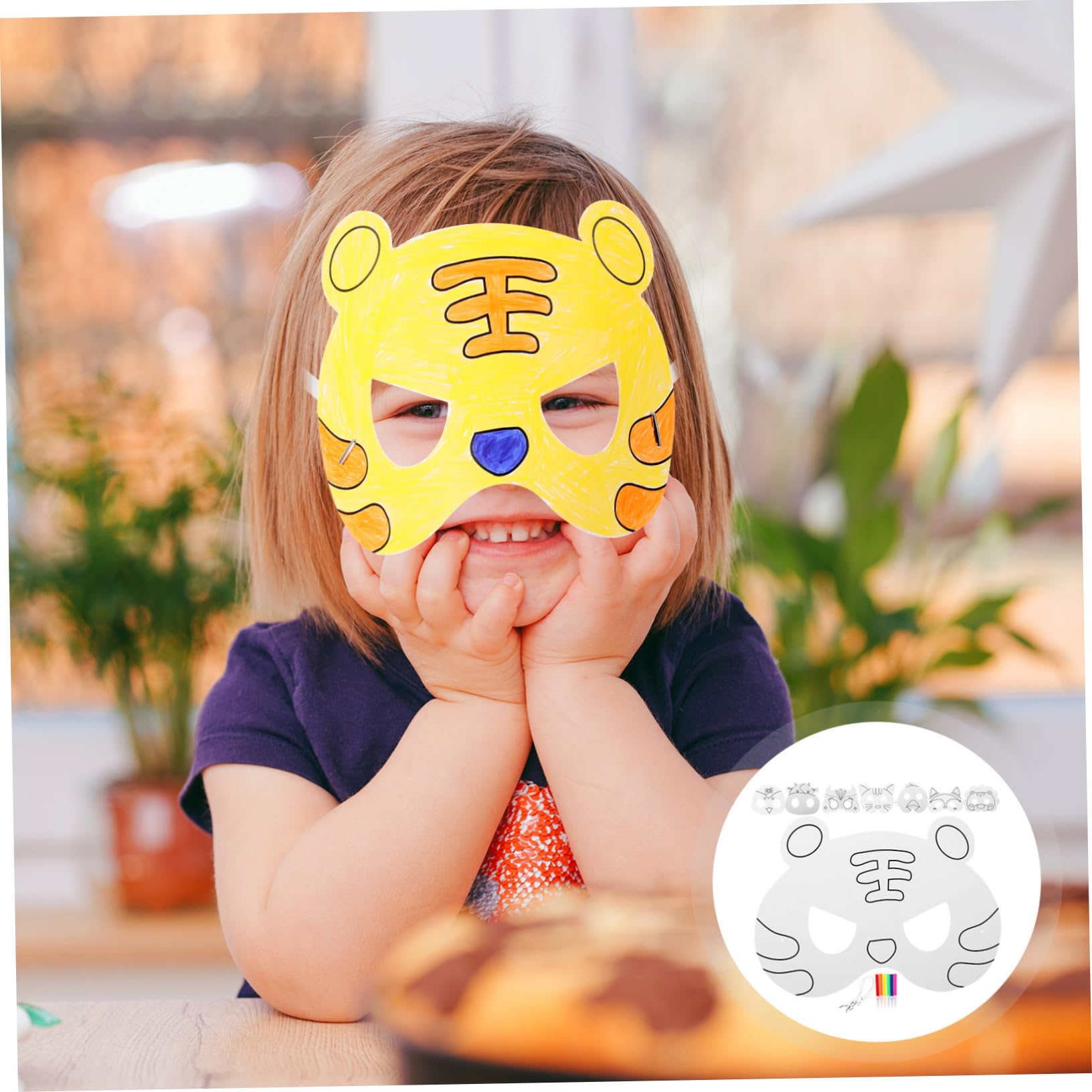 HEMOTON 5 Set Maschera Vuota Da Colorare Maschere Graffiti Fai Da Te Vuota Maschere Per Fai Da Te Kit Per La Creazione Di Maschere Maschera Di Volpe Carta