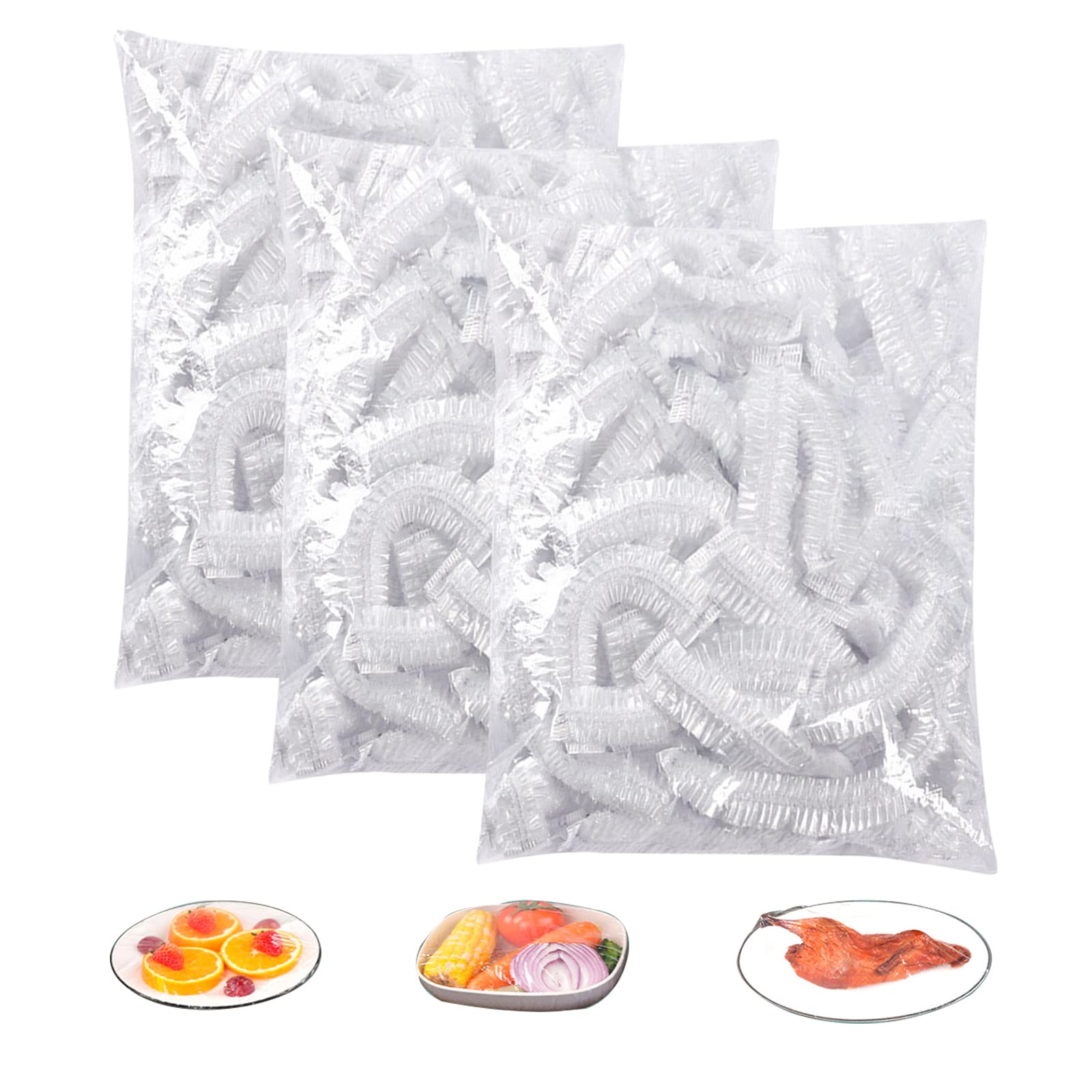 300 Piezas Bolsas de Conservación Fresca, Bolsas de Alimentos Frescos Elásticas, Reutilizables Bolsa de Almacenamiento de Alimentos Bolsas de Conservación Transparentes
