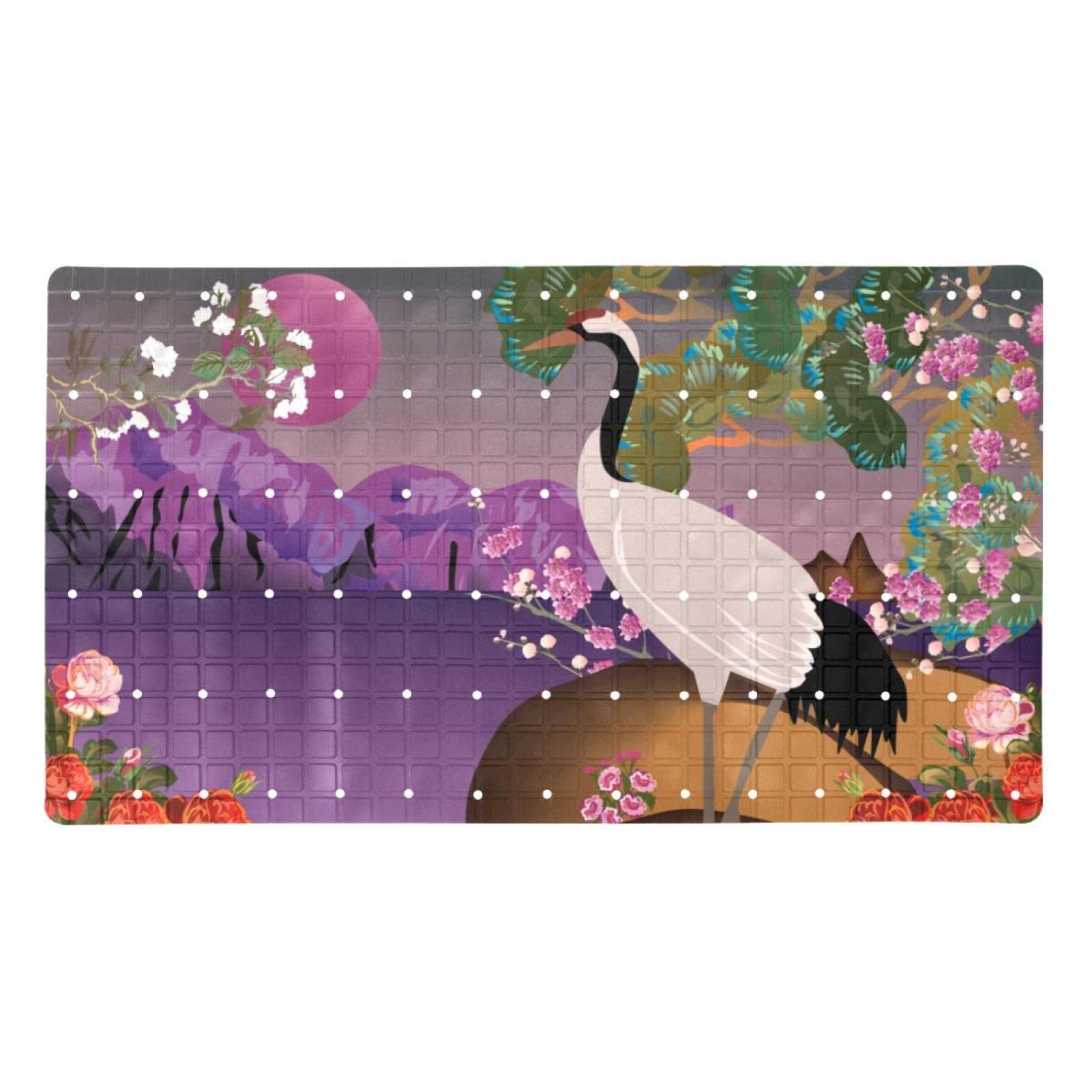 Alfombrilla de ducha para bañera antideslizante con ventosas y drenaje de 14,7 x 26,9 pulgadas
