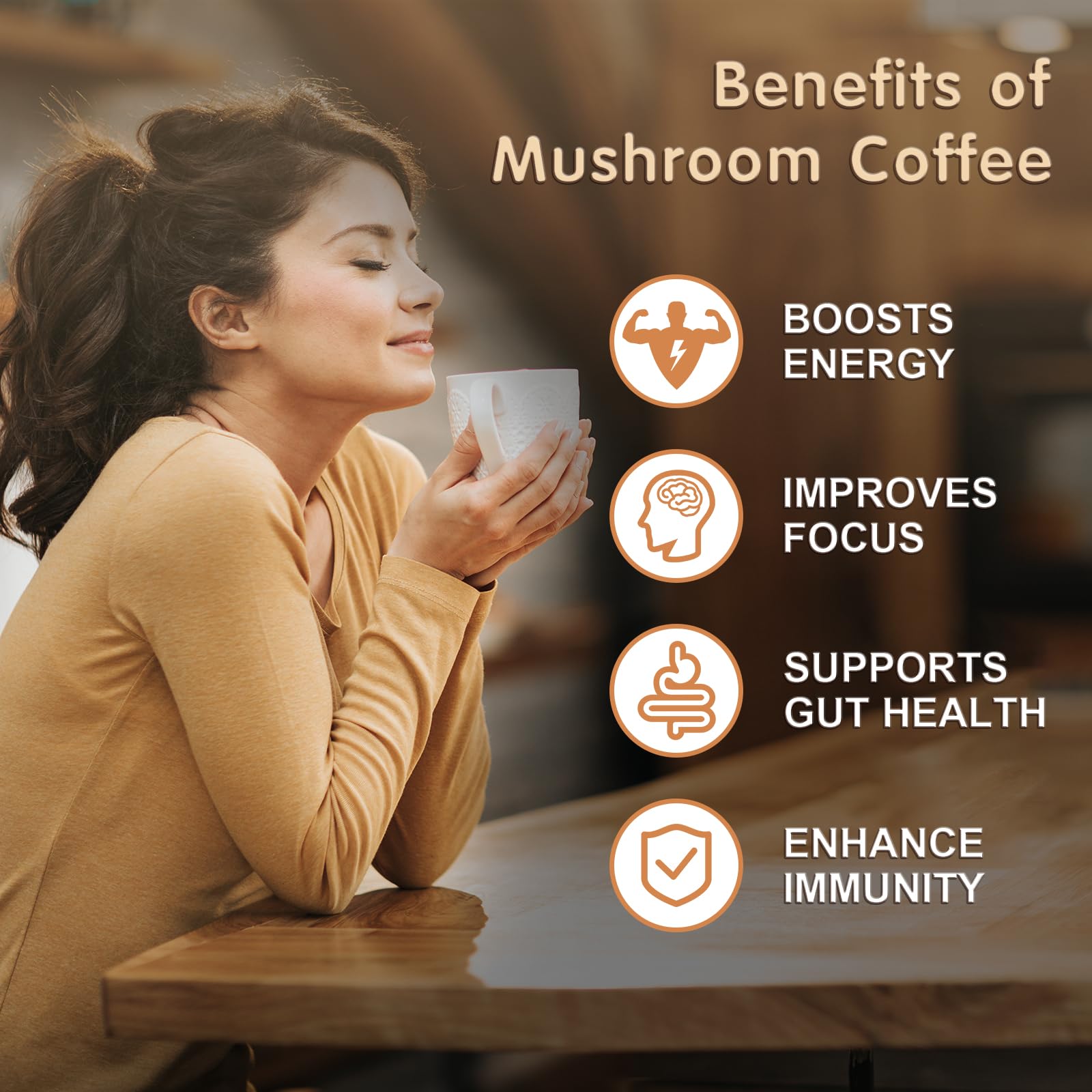 Mushroom Coffee with 6 Adaptogenic Mushrooms, Medium Roast, 60 Servings — Amazon image 4
