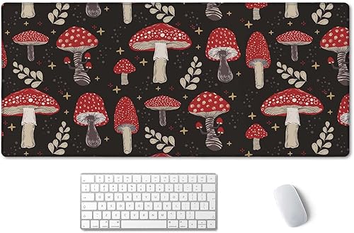 Miniatura 1 de SSOIU Alfombrilla de escritorio con patrón de hongos, alfombrilla de mouse extendida, alfombrilla grande para mouse para juegos de 35.5 x 15.7