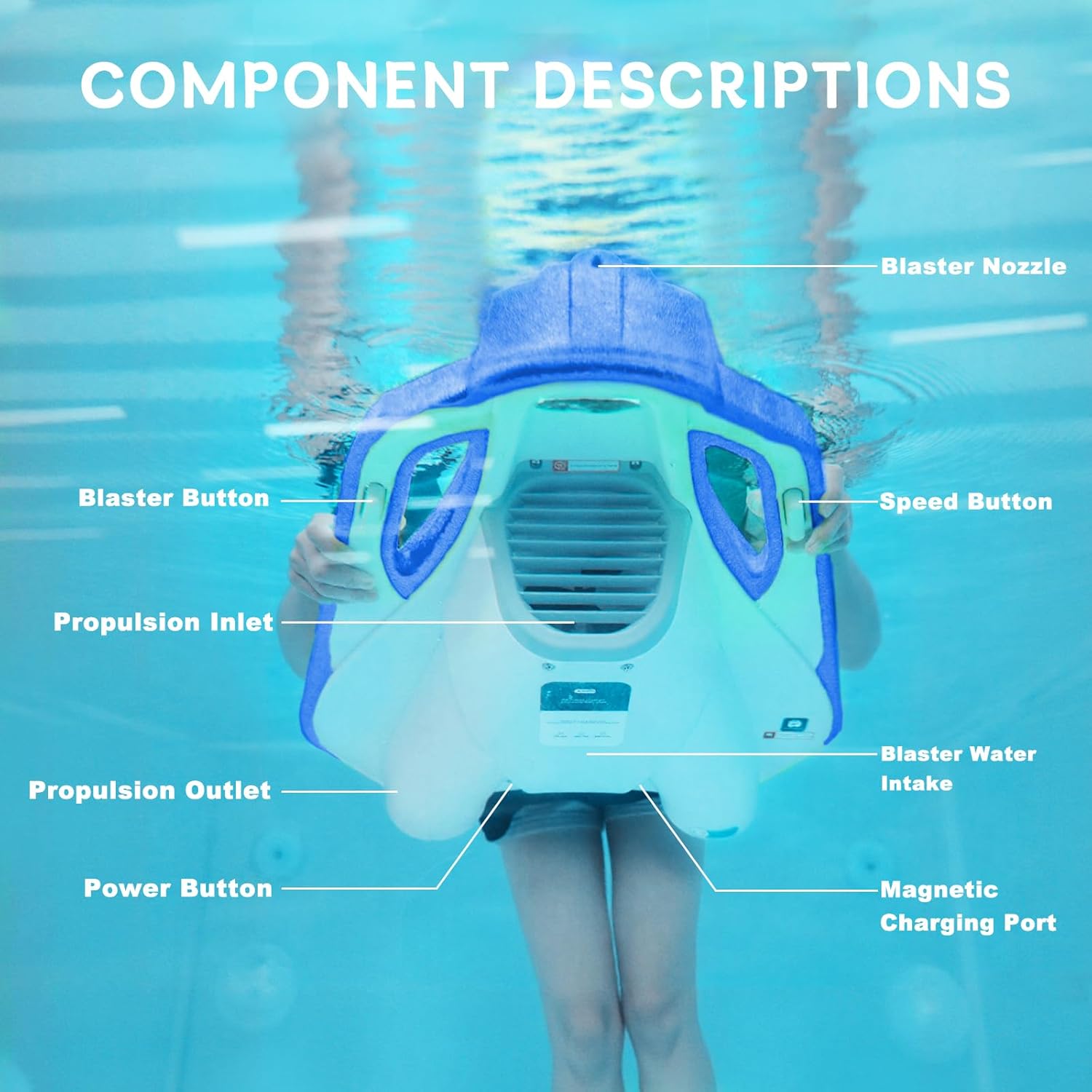 Electric Swimming Kickboard for Kids,Motorized Swim Board with Water Gun, Motorized Swim Training for Children Adults, 60N Thrust, 198 lbs Buoyancy, 25V Rechargeable Battery