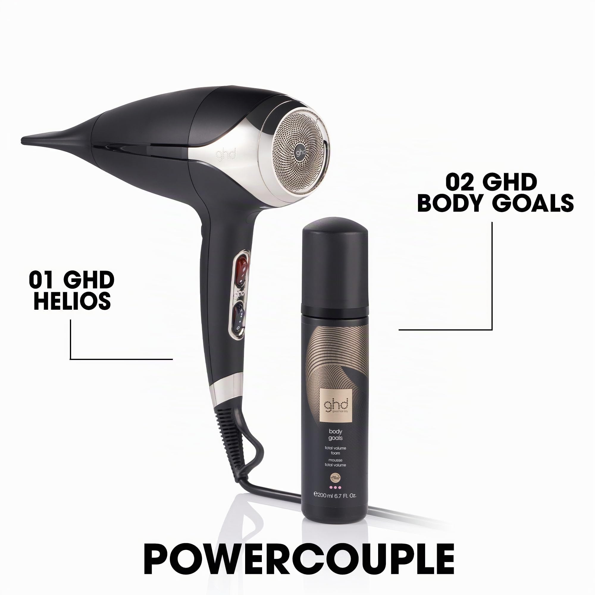 ghd helios professioneller Föhn: schneller Haartrockner mit 120 km/h Luftstrom, leise & leicht, für präzises Blowout-Styling, Anti Frizz Finish, mehr Glanz & Styling für alle Haartypen