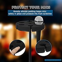 Vista 5 de Soporte para micrófonos múltiples, soporta hasta 6 micrófonos, soporte de micrófono con cable e inalámbrico para soporte, aluminio, negro