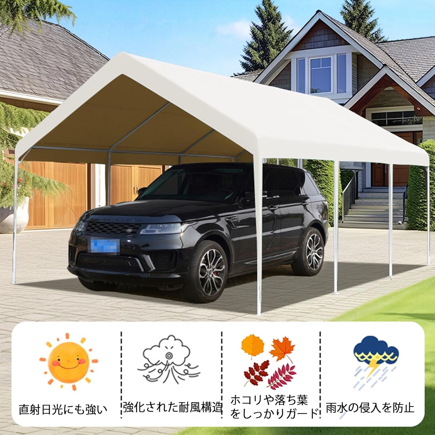 NOBBAT 車庫テント ガレージテント 大型 幅2/3m パイプ車庫 UPF50+紫外線カット&防雨 鋼管PE素材 カーポ 25年新作 テント  車庫テント ガレージテント 3×6m UV カーポート 大型 車 駐車 スチール製 頑丈 仮設倉庫 タープテント アンカーボルト 自転車 :  新生ユメカ店 ...