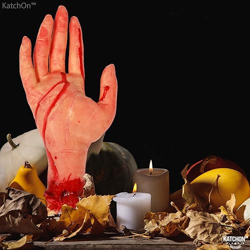 Miniatura 9 de KatchOn Mano cortada sangrienta de Halloween  Piezas del cuerpo desmembradas para decoraciones de casa embrujada  Manos falsas aterradoras para