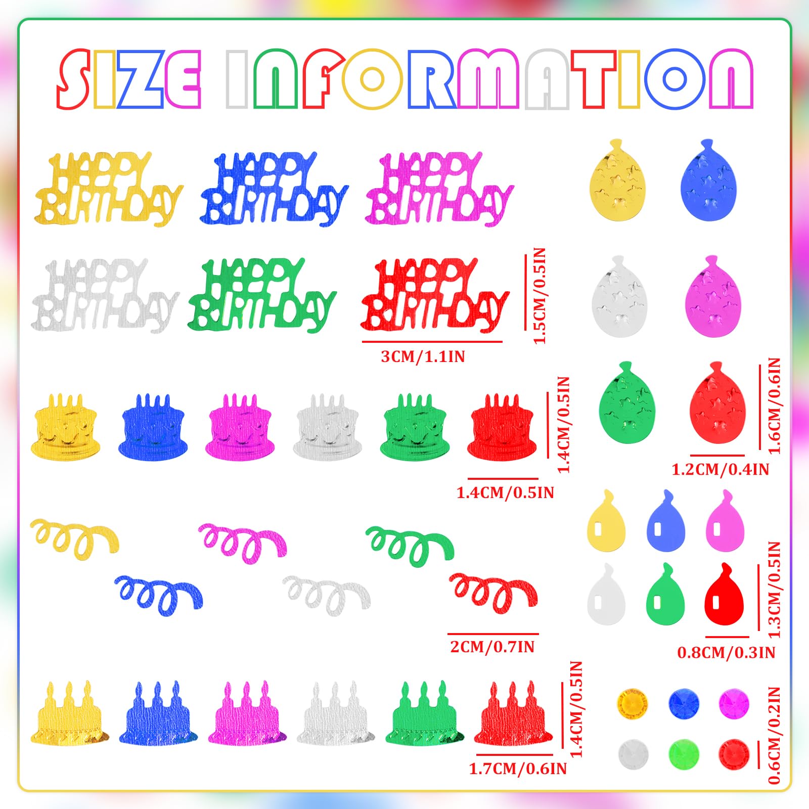 Konfetti-Set "Happy Birthday" – 1000 Stück, Schwarz-Gold, Aus Glitzer-PVC, Für Tischdeko & Party