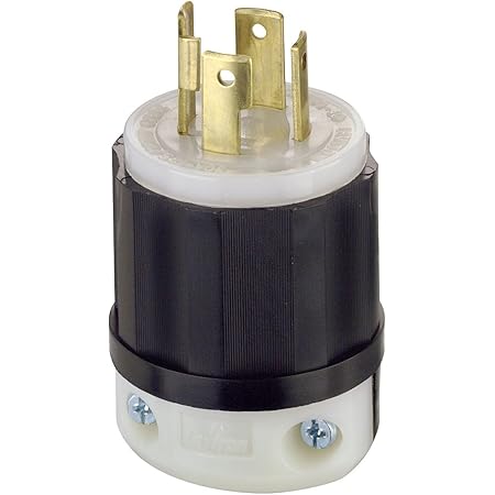 Leviton 2711 30 Amp, 125/250 Volt, NEMA L14-30P, 3P, 4W, Locking Plug, Industrial Grade, Grounding - Black-White