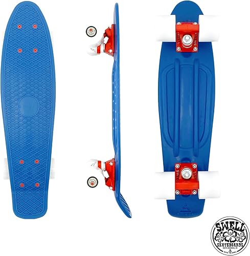 Miniatura 1 de Swell Skateboards Patineta completa de plástico retro de 22 pulgadas y 28 pulgadas para principiantes niños niñas jóvenes adolescentes adultos y
