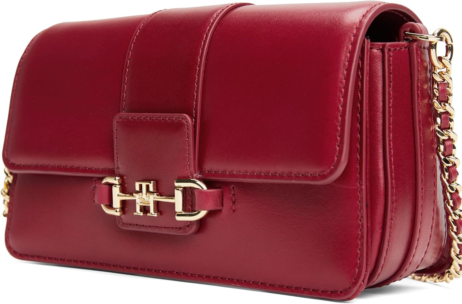 Tommy Hilfiger Women's Heritage Leather Crossbody Bag With Chain Crossbody Strap