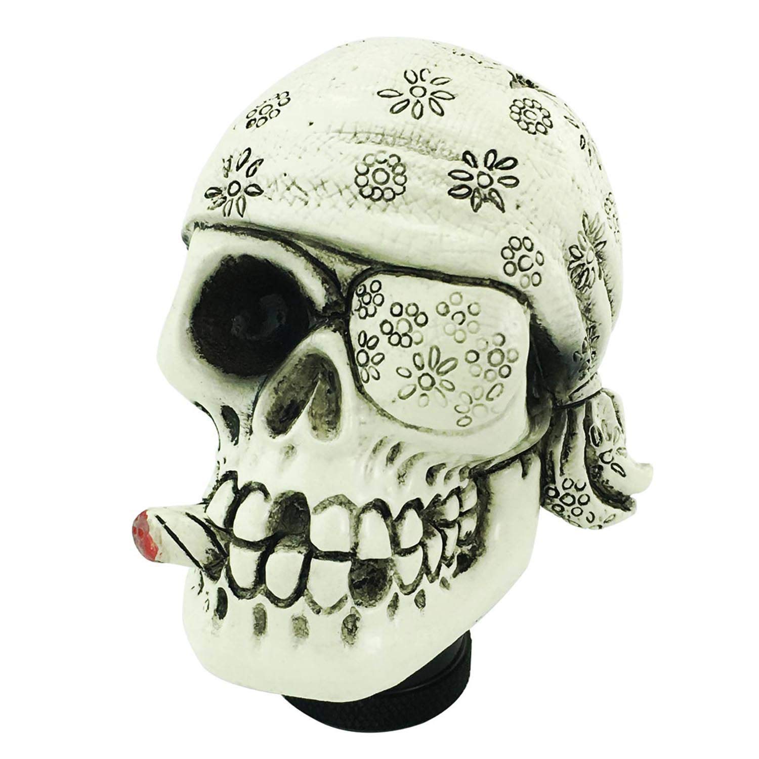 Abfer Gear Lever Knob Skull Shifter Handle Shift Stick Head Pirate Style Fit Most Manual Automatic Transport Vehicles (White)